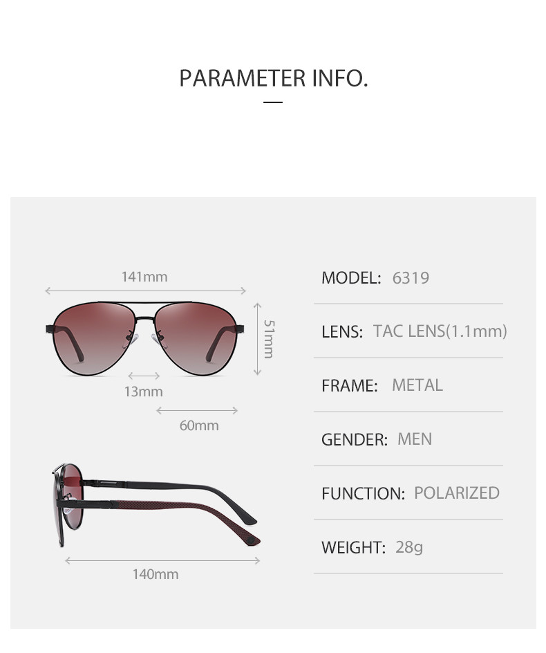 Aviator Metal Frame Sunglasses Custom Service With 60mm Lens