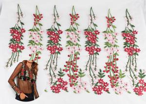 Wholesale Multi Colored Embroidered Mesh Lace Fabric , 47 Inch Floral Wedding Gown Lace Fabric from china suppliers