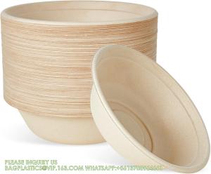 Wholesale 32 Oz Disposable Paper Bowls, Biodegradable Soup Bowls Natural Bagasse, Eco-Friendly Sugarcane Bowls For Salad from china suppliers