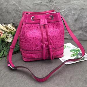 Wholesale Authentic Crocodile Skin Drawstring Closure Women's Bucket Purse Exotic Alligator Leather Lady Small Tassel Shoulder Bag from china suppliers