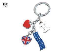 China Flat Metal Souvenir Key Chain Key Holder For Travel Market , I Love UK Stainless Steel Key Ring on sale