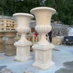 Marble Modern Flowerpot Outdoor Beige Stone Vase Planter Pot Garden Decoration