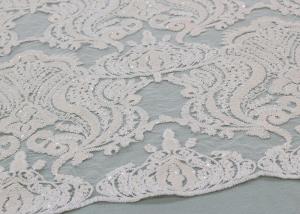 Wholesale Ivory Sequin Lace Fabrics , Embroidered Bridal Lace Fabrics For Wedding Dresses from china suppliers