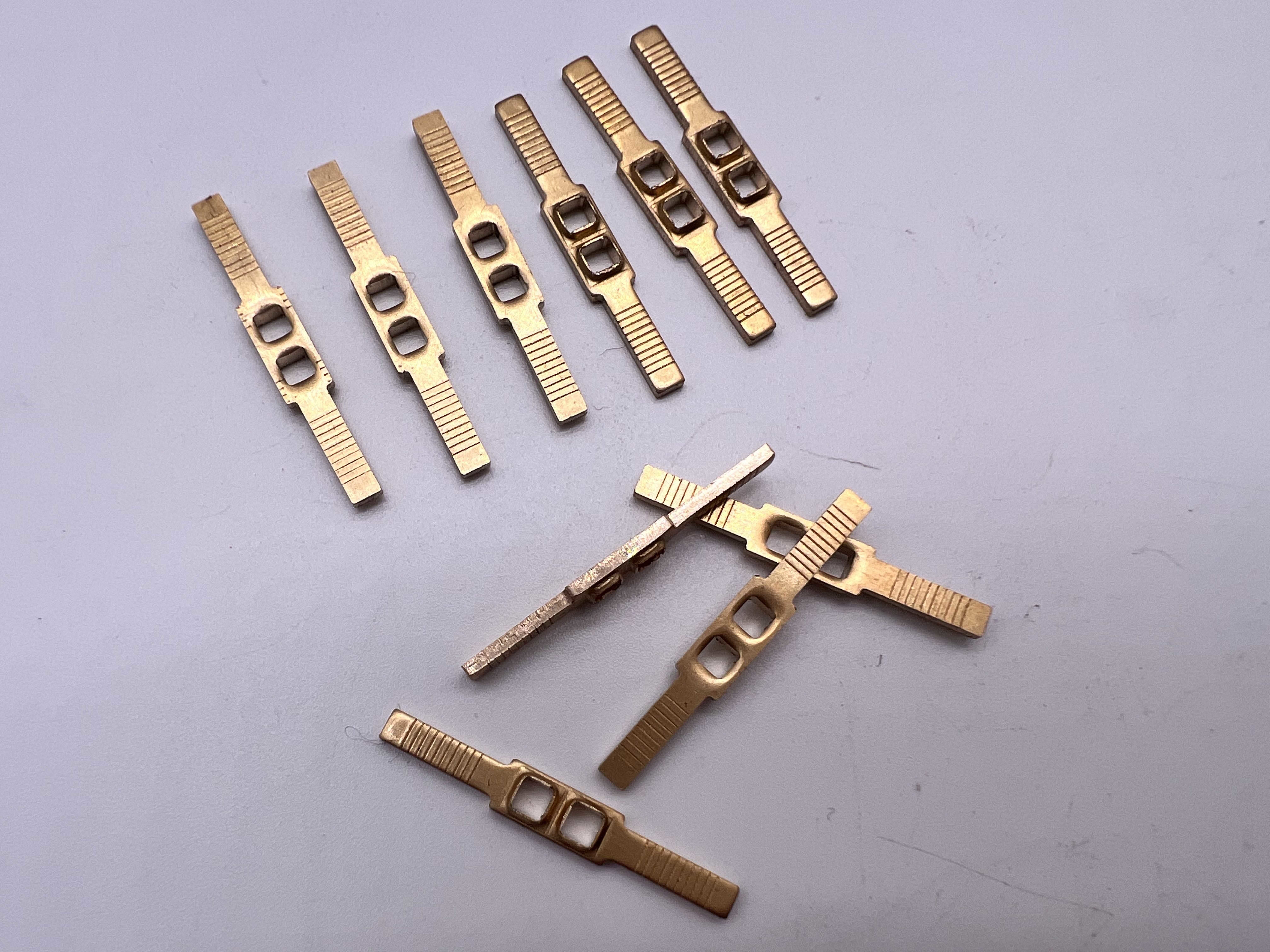 Custom Brass Stamped Contact Terminal – High-Conductivity Electrical Connector Tabs for Switches, Relays, and PCB Modules