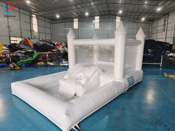 Customized Inflatable White Wedding Bouncy Castle Jumping House For Wedding