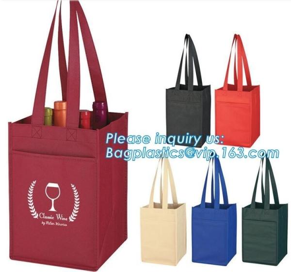 laminated non woven 6 bottle wine tote shopping bag, Custom Promotional wine