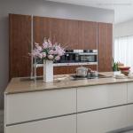 Wooden Modular Household Kitchen with Plywood Carcass Material and Faucet