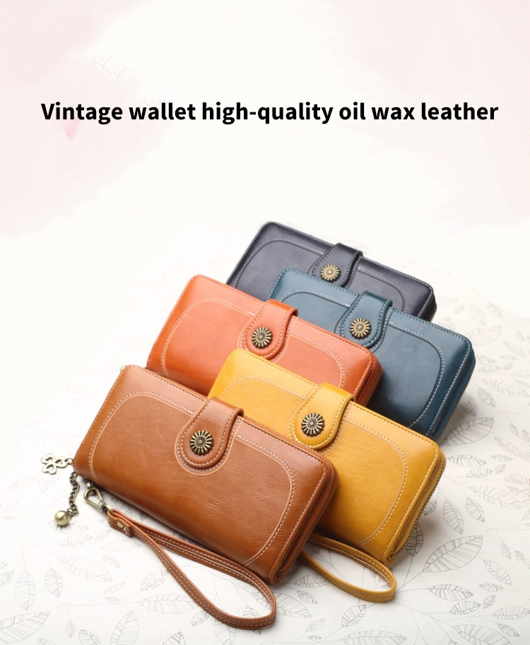 Women's Long Wallet Leather Zipper Cash Stuffing Wristlet Purse Monederos Money Card Bag