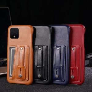 Wholesale PU Leather Finger Grip Phone Case Four Colors Shock Absorption With Card Pocket from china suppliers