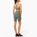 215gsm Lulu Cross Back Yoga Biker Shorts Athletic 2 Piece Set