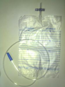 China Disposable drainage bag, 2000ml T valve or cross valve urine bag for adult on sale