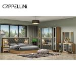 American Wood Frame Double Leather King Size Bed Home Master Room Suite Wooden