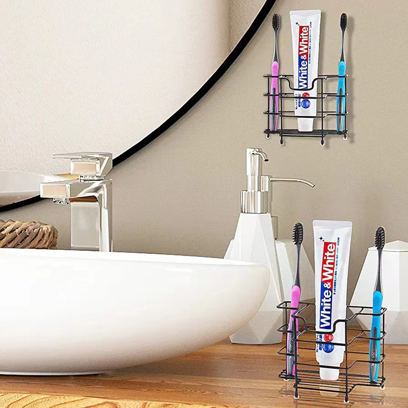 Wall Mount 304 Stainless Steel Toothbrush Holder Bathroom Accessories Organizer Black for Bathroom