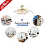 220V Crystal Retractable Ceiling Fan Light Dimmable Fandelier 3 Speed