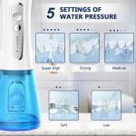 IPX7 Waterproof Rechargeable Water Flosser with 40-110 PSI Water Pressure and