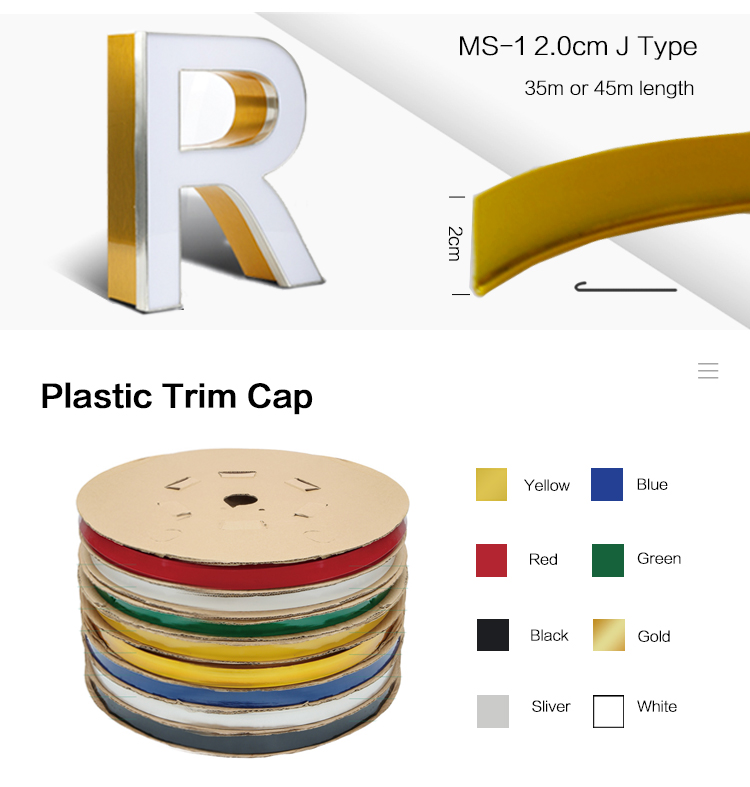 2cm 0.79 Inch Golden Door Window Aluminum Trim Cap For Channel Letter