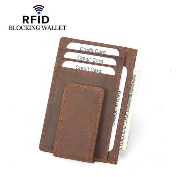GENUINE LEATHER Vintage Cow Slim Front Pocket Rfid Blocking Card Holder Wallet