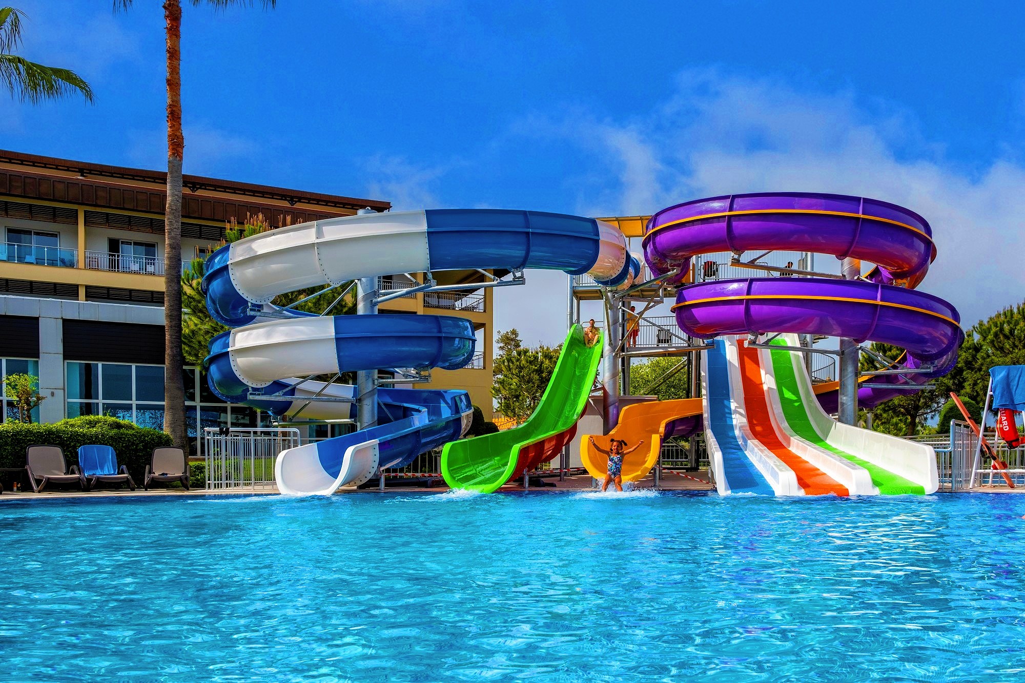 Water Amusement Park Outdoor Swimming Pool Kids Ride Fiberglass Slide Set