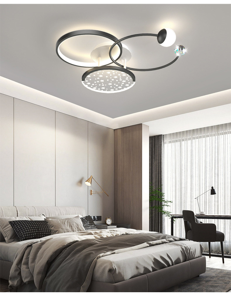 Modern Minimalist White Square Ceiling Light Atmosphere Household Bedroom Star Ceiling Lights(WH-MA-289)