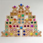 Large Colour Street Wooden Gem Blocks Kids Transparent Windows Blocks Game X